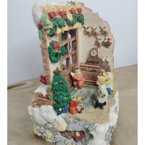 Vtg. Crafted Poly House Children And Dogs Jingle Bells Musical Tune I'll Be Home